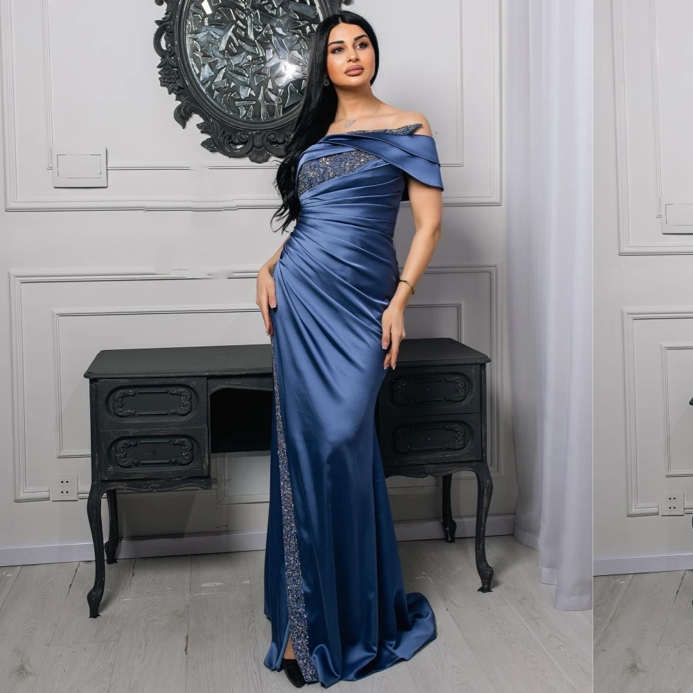 Robe longue en jersey à paillettes, droite, sans bretelles, sur mesure, pour occasions d'anniversaire