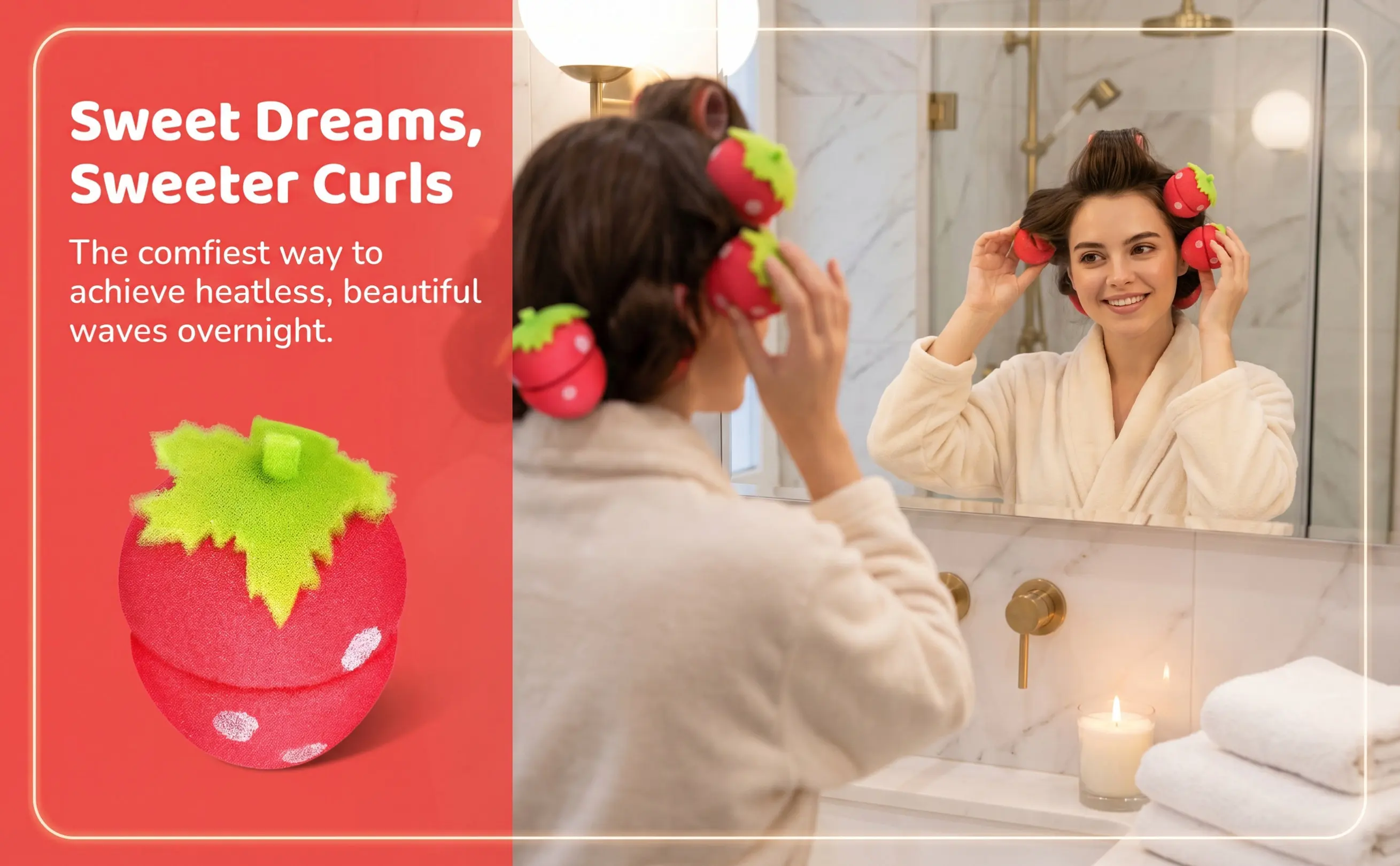 10Pcs Strawberry Shaped Hair Sponge Rollers Heatless Curl Tool for Sleep Soft Foam Hair Curlers Natural Curls Curling Roller