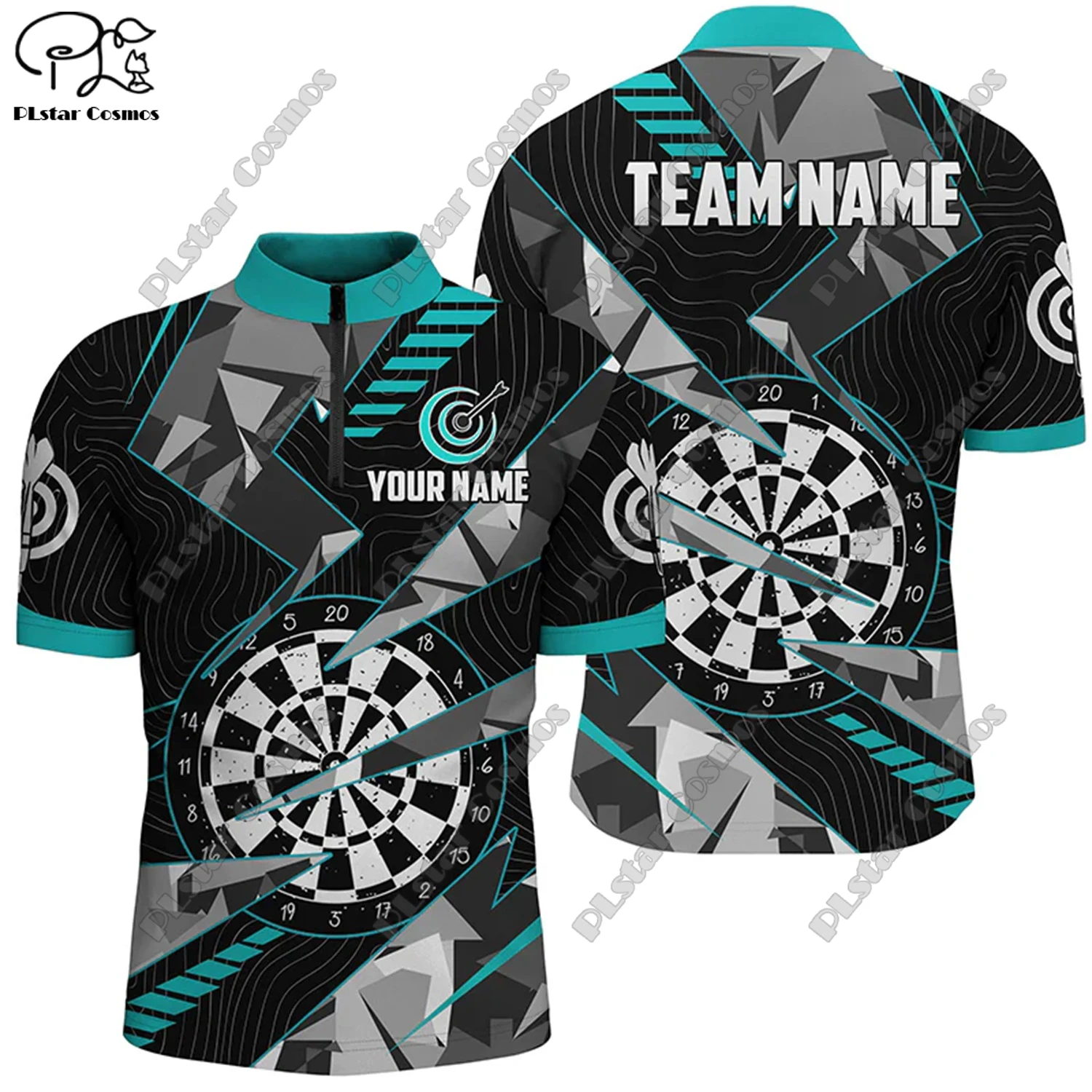 Nueva camiseta POLO personalizada con estampado de llamas en 3D, dardos con cuello levantado y cremallera, camisetas deportivas informales universales para lanzar equipo, camisetas Unisex D-10