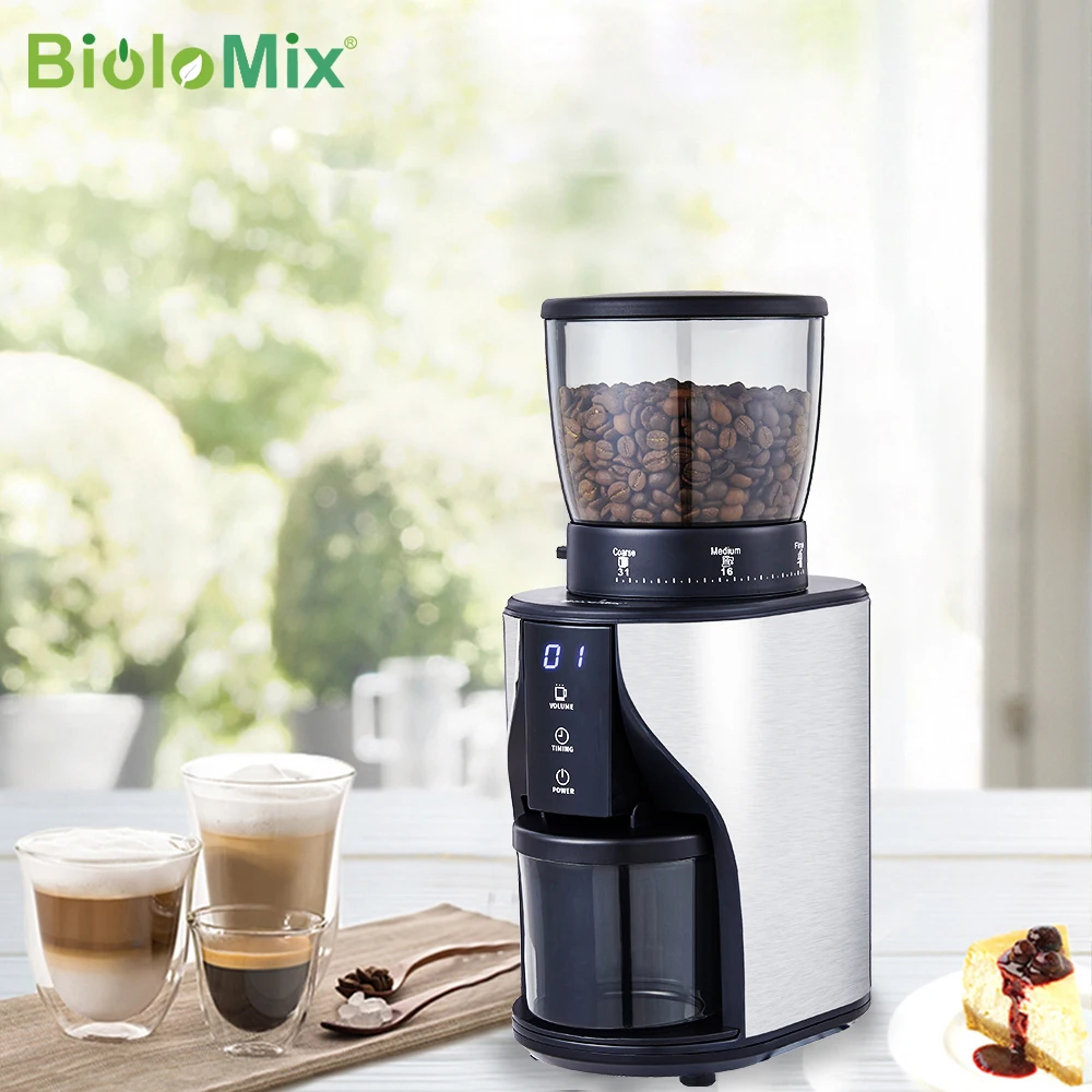 

BioloMix 40 Millimeter Stainless Steel Conical Burr Mill Coffee Grinder with 31 Gears for Espresso Turkish Coffee Pour Over