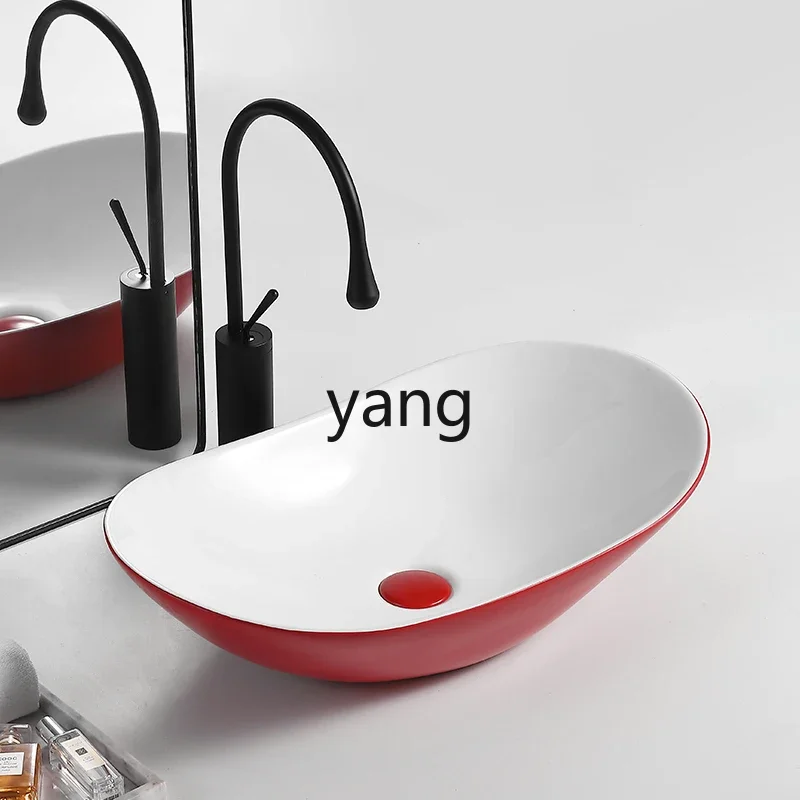 

LMM counter basin wash basin colorful balcony hand wash creative household basin black ingot light luxury style