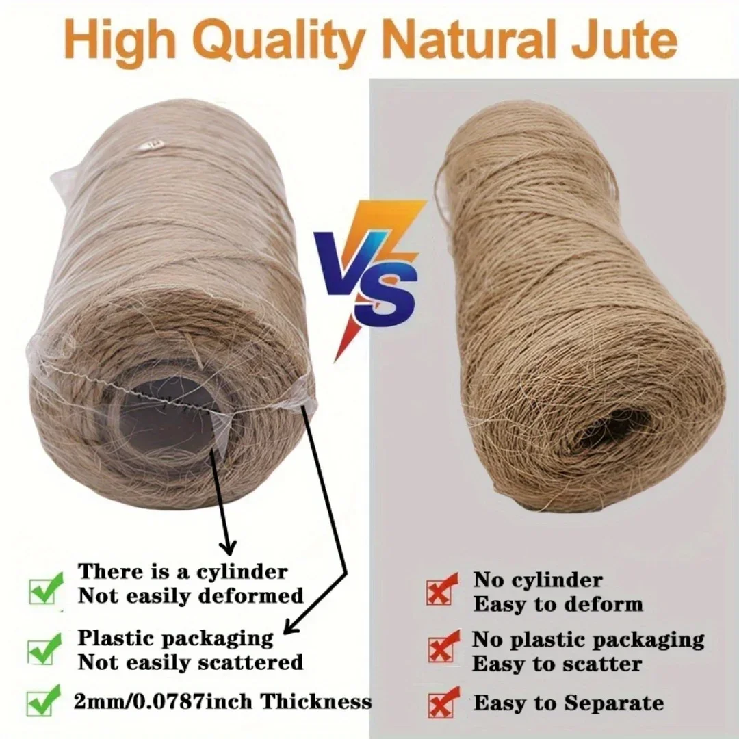 2/3/4mm 100M Natürliches Jute-Seil Schnur Bindfaden Band Bastelmaterial DIY Hochzeit Jutefaden Handgemachtes Nähgarn Party Weihnachten Heimdekoration – Detail 1