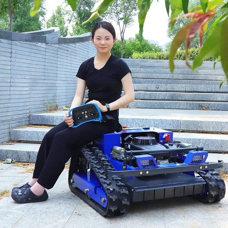 4 Stroke Gas Engine Crawler Remote Controlled Lawn Mower All Terrain Tracked Grass Cutter Machine