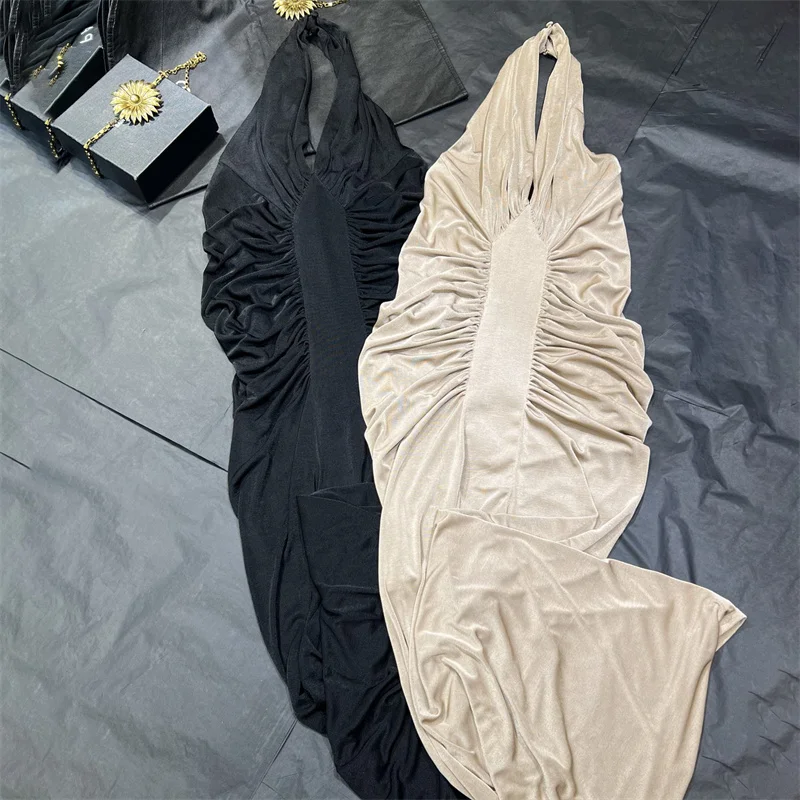 Immagine 4: Abito da donna Nuovi abiti lunghi senza maniche slim fit in maglia elastica per l'estate 2025 Abiti da festa sexy senza schienale Abiti da sera