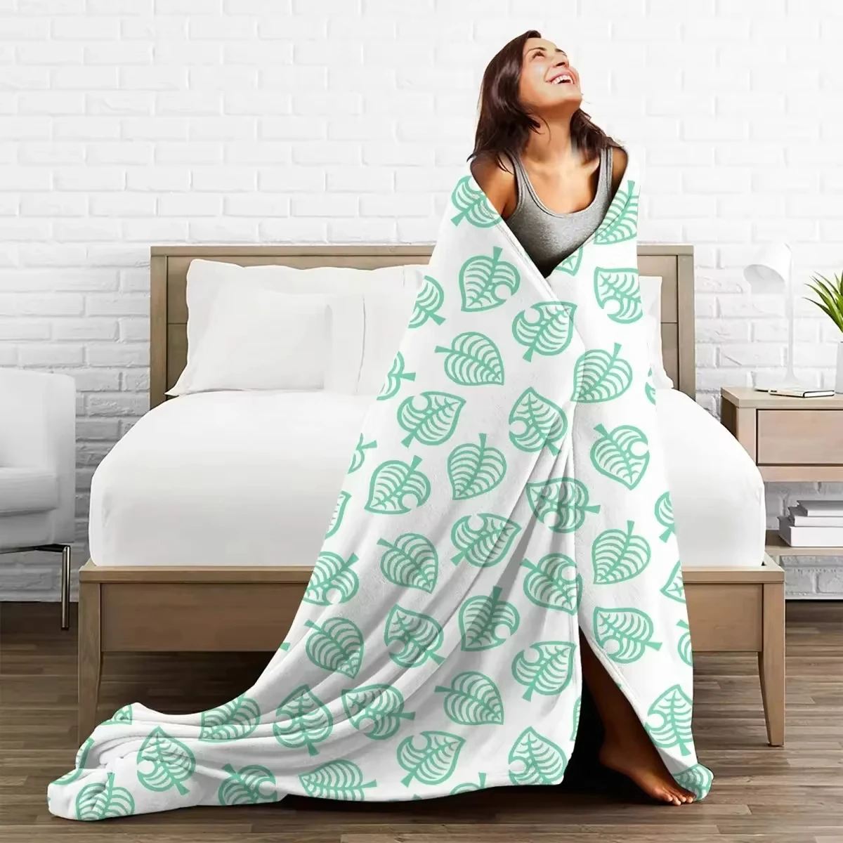 Animal Crossing Pattern Flannel printed blanket suitable for all seasons suitable for living room office sofa and travel