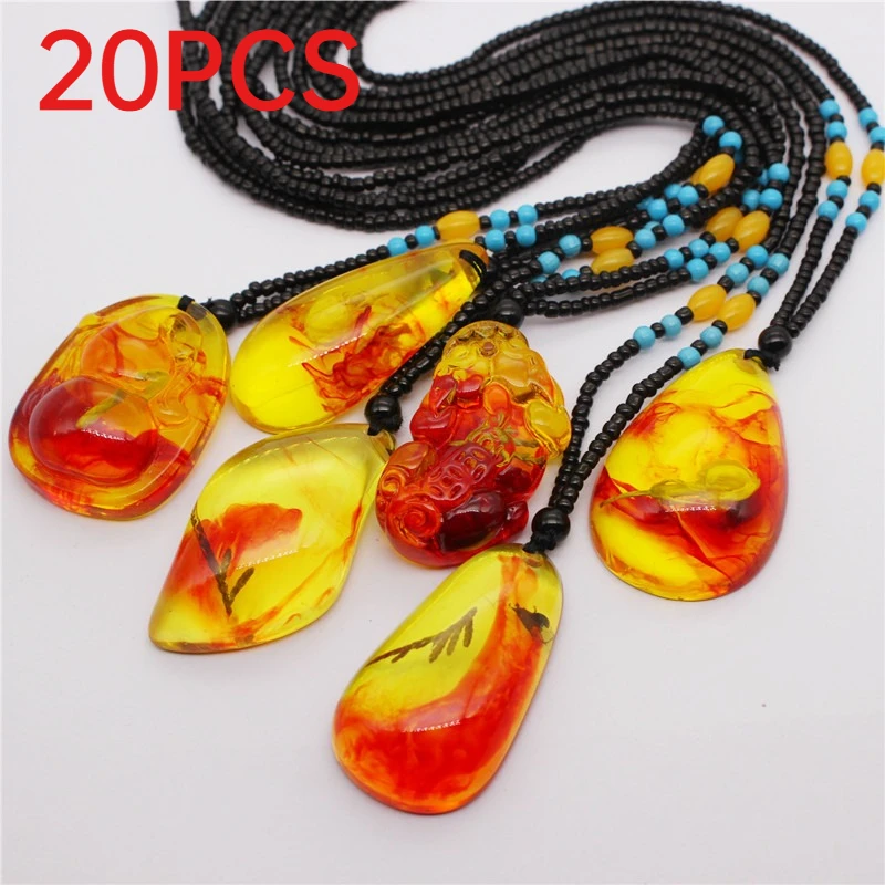 

20Pcs Imitation Brazilian Natural Plant Flower Leaf Fossil Pendant Necklace Fashion Jewelry Accessories