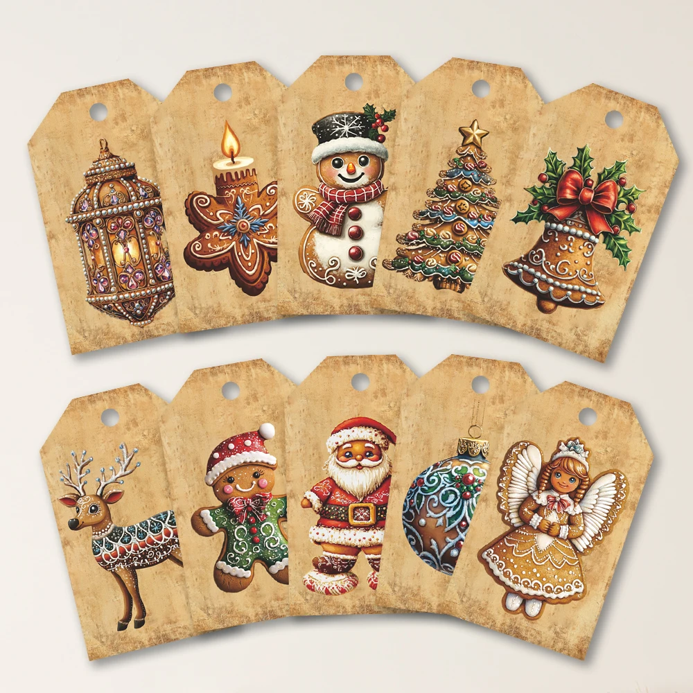 40 шт., рождественские бирки, подарочные этикетки, украшения для вечеринок, открытки «сделай сам», праздничный домашний декор, поздравительные открытки, праздничные открытки, подарочный шпагат