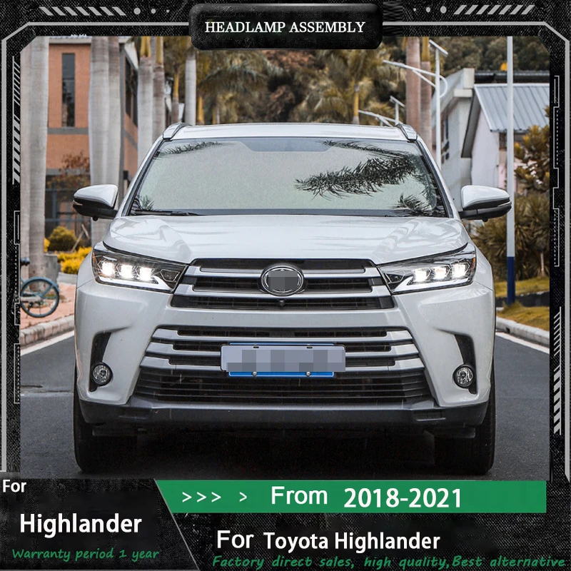 

Высококачественная автомобильная модернизация, полностью светодиодная фара в сборе для Toyota Highlander 2018-2021 гг., фара Plug and Play