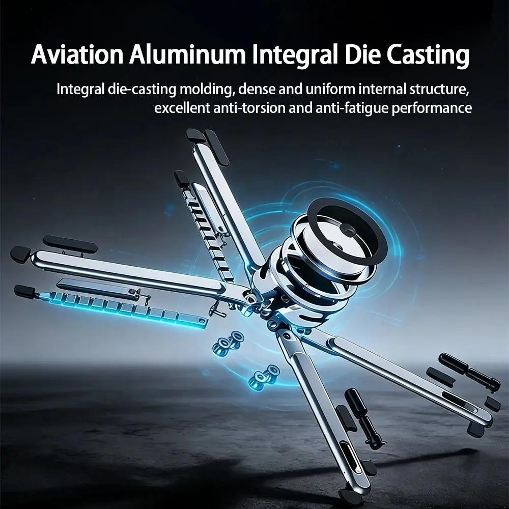 

Premium Aluminum Alloy Magnetic Phone Stand Hollow Out Design Sturdy Structure Portable Tablet Stand Foldable Design