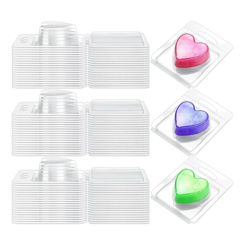 200Pack Wax Melt Container 1.3 Oz,Wax Melt Single Square Flip Top Clear Empty Plastic Square Tray A