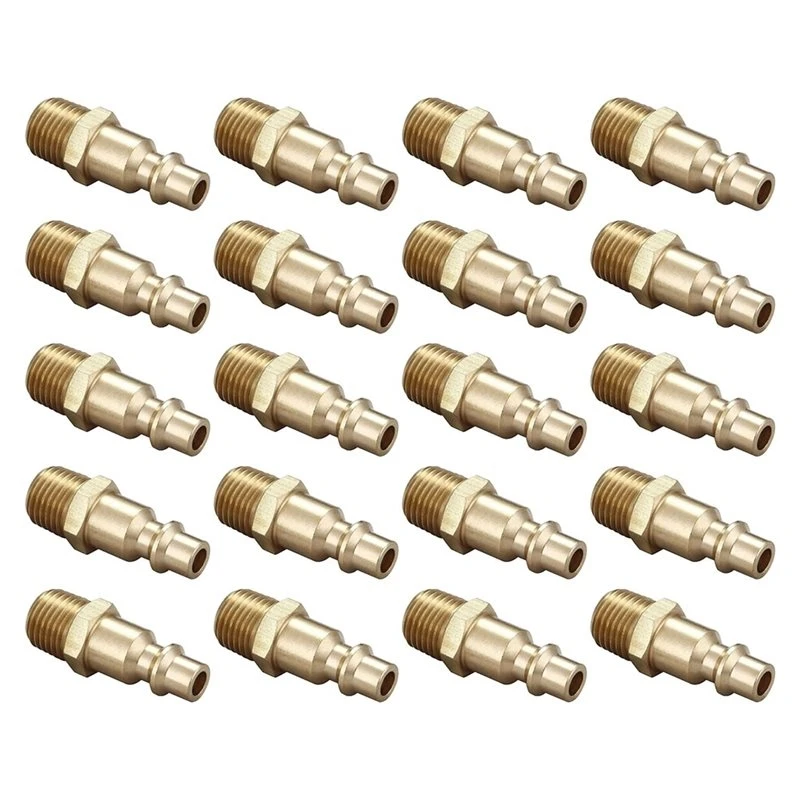 【Big deal】Brass Male Air Coupler Plug Set, 20 Piece Industrial Type D