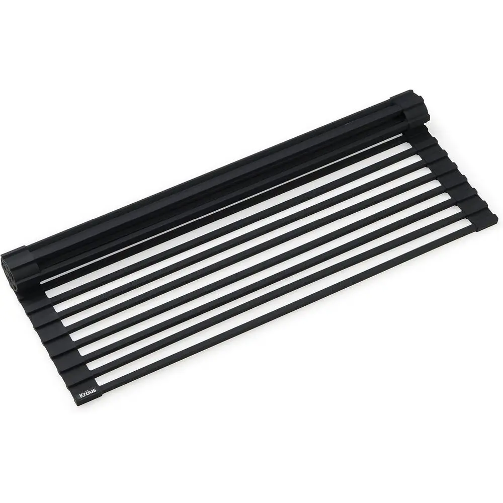 

Multipose Workstation Sink Roll-Up Dish Drying Rack, Colr and Trivet in Black, KRM-11BL