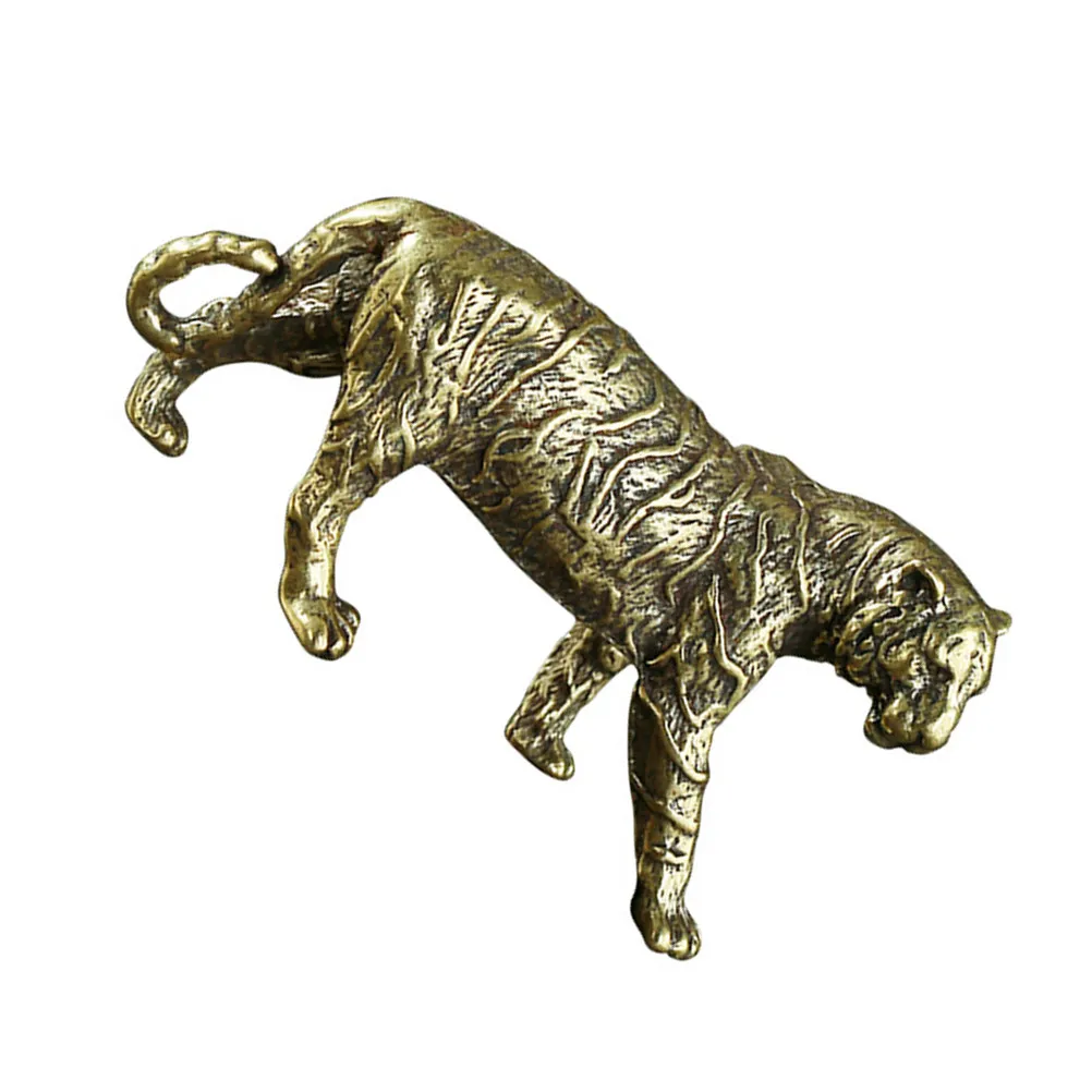 Brass Tiger Ornament Sturdy Retro Animals Decoration Rustic Zodiac Tiger Craft Desktop Office Home Brass Animals Decoration view 2