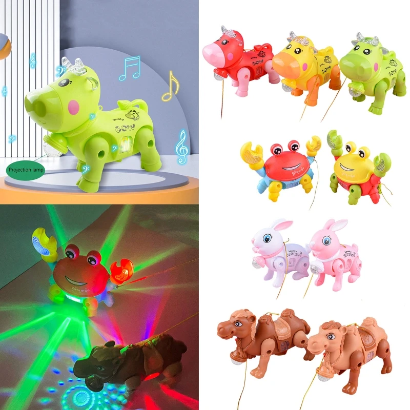 Electric Baby Animal Toy Animal Car Toy with Music Projector Kid New Year Gift