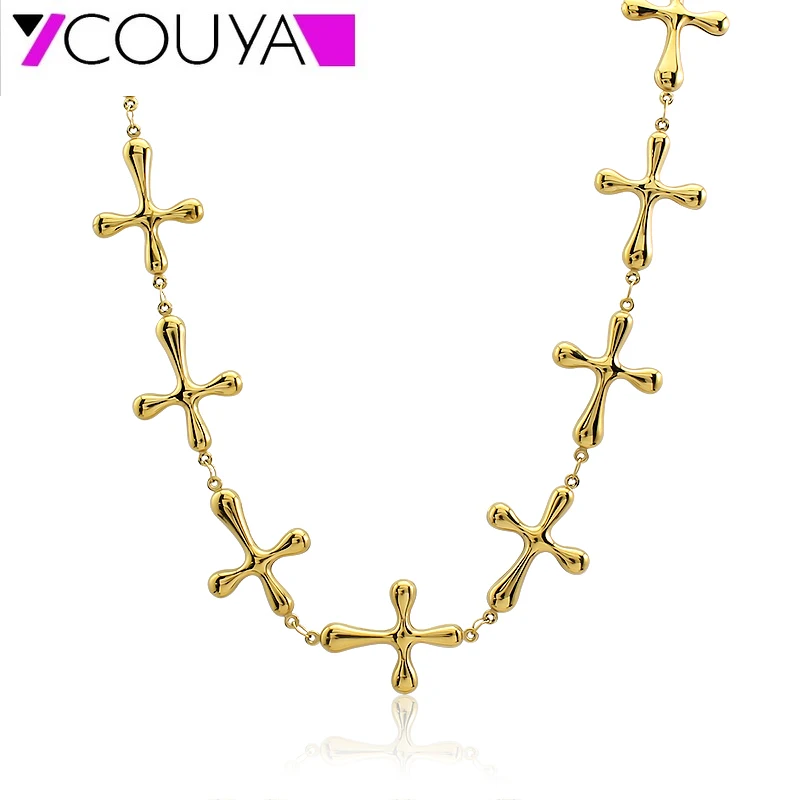 316l Stainless Steel Cross hollow link Necklace New Fashion Unique18k gold plated Chain Necklaces Jewelry Gifts 2025