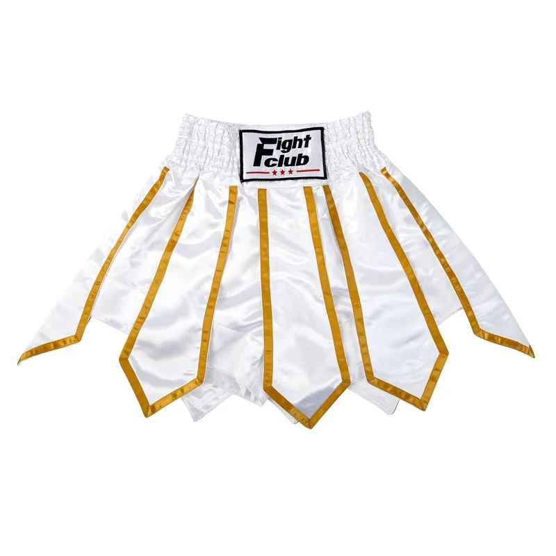 Premium Boxshorts Gladiator Muay Thai Kampfshorts für Männer, Frauen und Kinder, Wrestling-Shorts, Cage-Fighting, Thaiboxing, Kickboxing-Hosen in Weiß