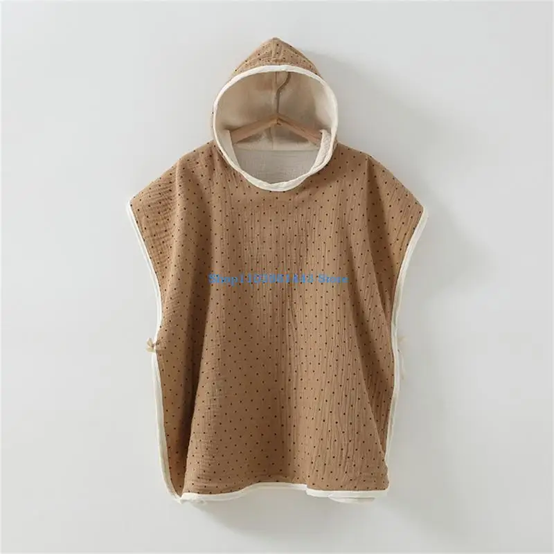 منشفة Q6RE للرضع من الشاش والقطن، منشفة حمام بغطاء للرأس مطبوعة بشكل لطيف، هدية استحمام لحديثي الولادة #3