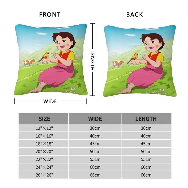 Heidi Tames A Bird Pillow Case Home Decor Nordic Cartoon Alps Mountain Girl Cushions for Sofa Square Pillowcase