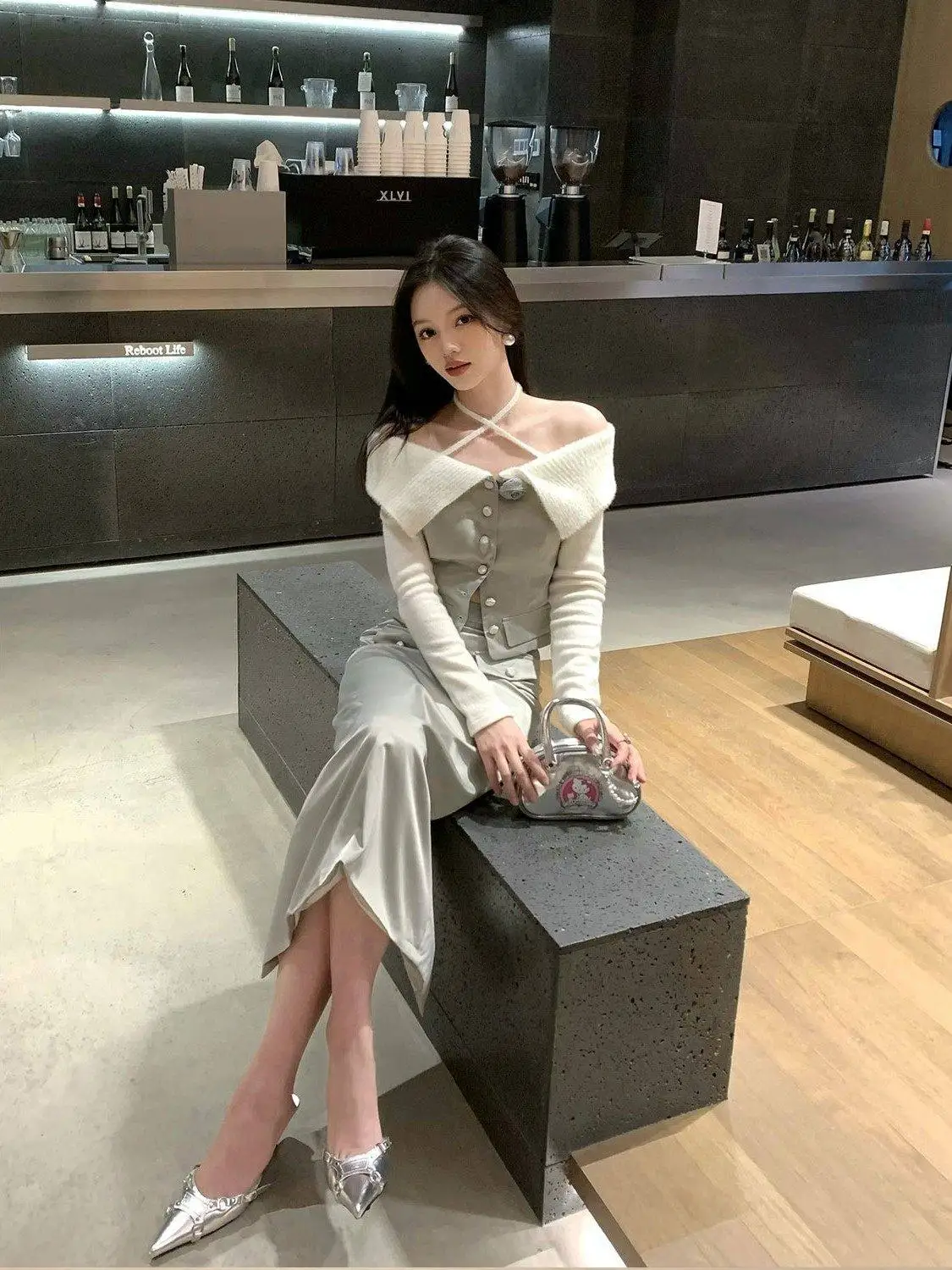 

Ele Neline Tie Waist ort Jaet for Women Polyester Blend Comfortable Fit ort Coat Casual Chic oulder Baring