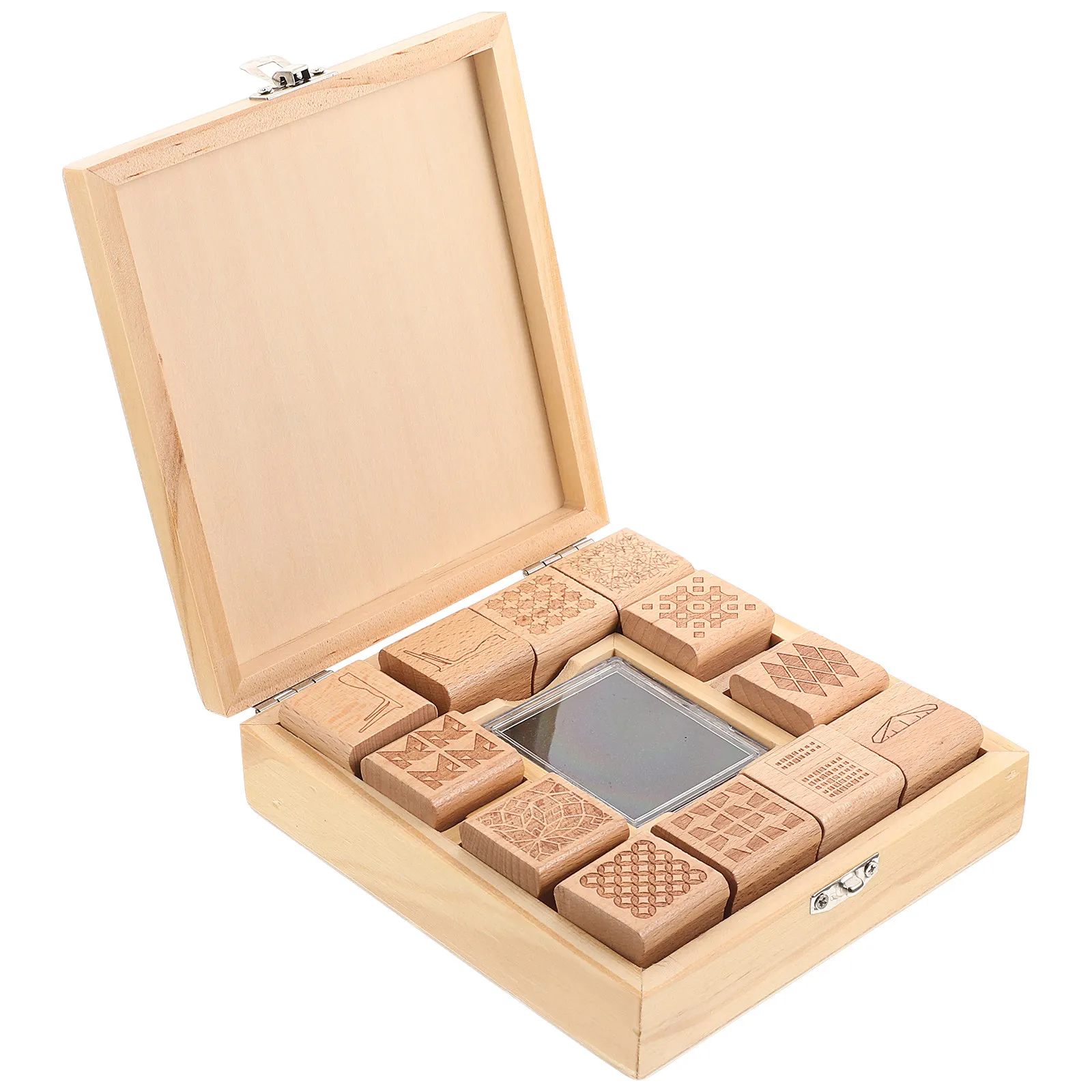 1Set Multi Function Wooden Stamps Kit Adorable Novelty Pattern for DIY Craft Making Scrapbook Stamping Cards Journaling Kids