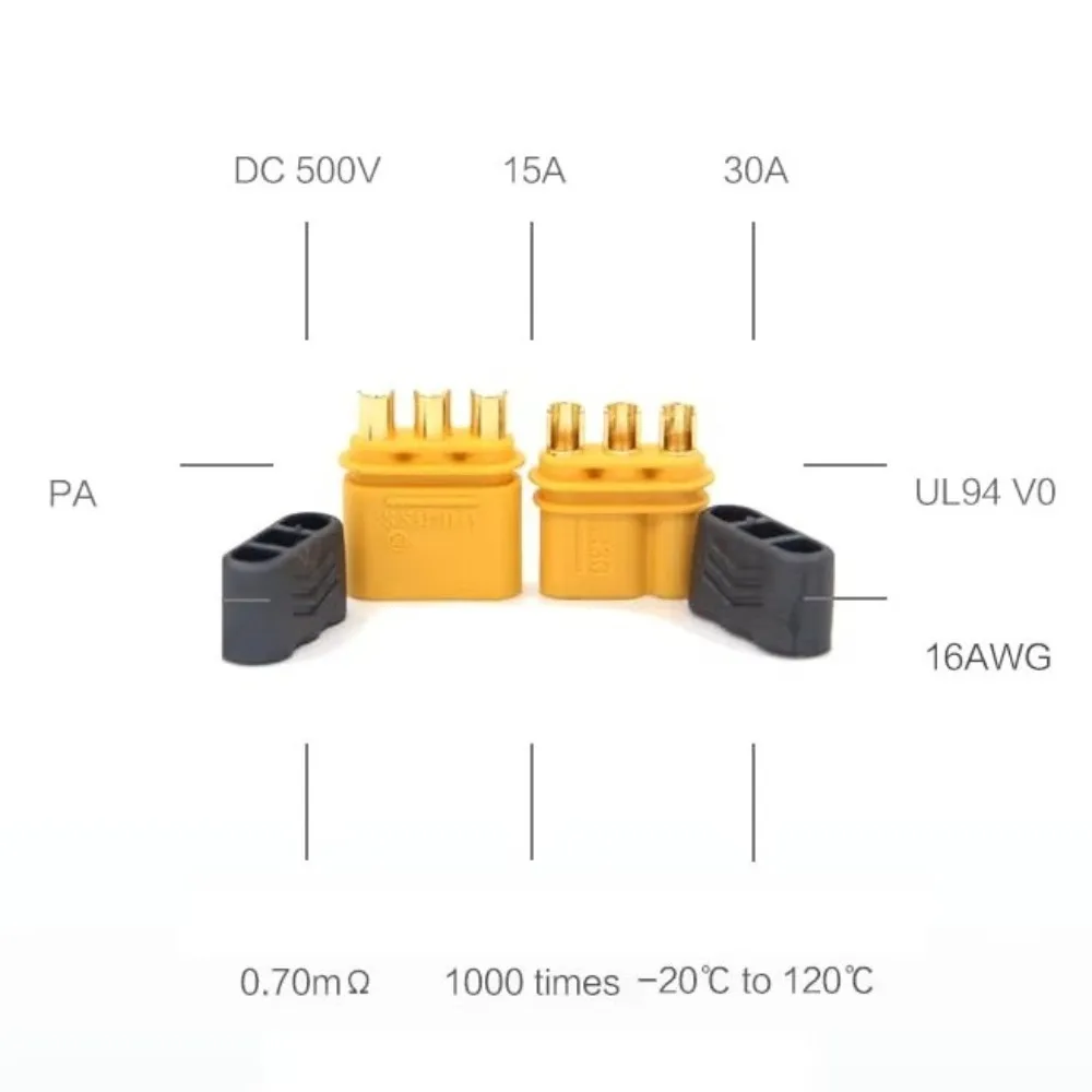 

Новый разъем AMASS MR30, желтый, черный, монтируемый штекер LiPo батареи, пластик с чехлом MR30 для радиоуправляемого самолета