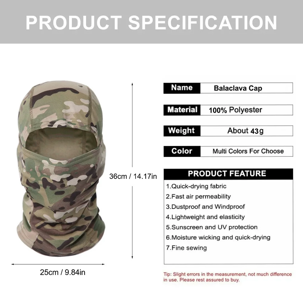 Sturmhaube Reitmaske Ski Radfahren Camouflage Kapuze Vollgesichtsmaske Angeln Kopfbedeckung Camo Hut Schal Sonnenschutz Mesh Maske