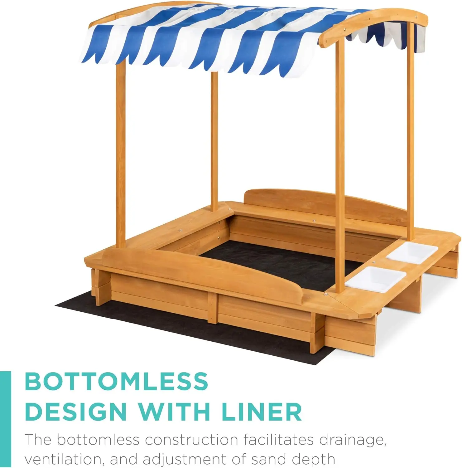محطة لعب صندوق رمل خشبي للأطفال ، ساحة خلفية خارجية بمقعدين ، مظلة مقاومة للأشعة فوق البنفسجية ، رمال قماش مظلل