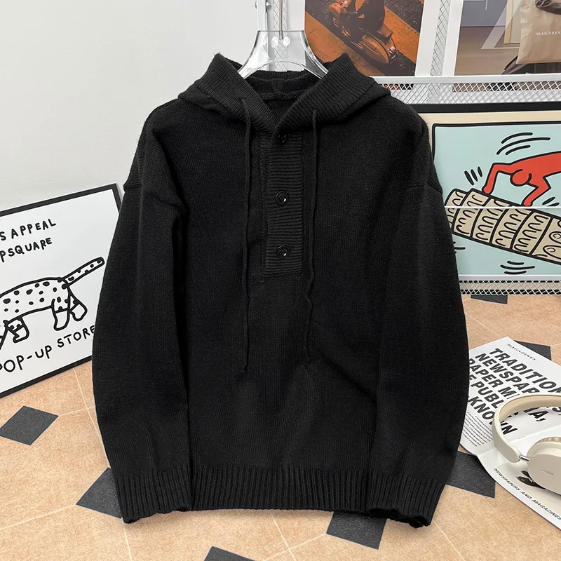 

Autumn and Winter Men's Sweater Loose Hooded Pullover Solid Color Sweater Top