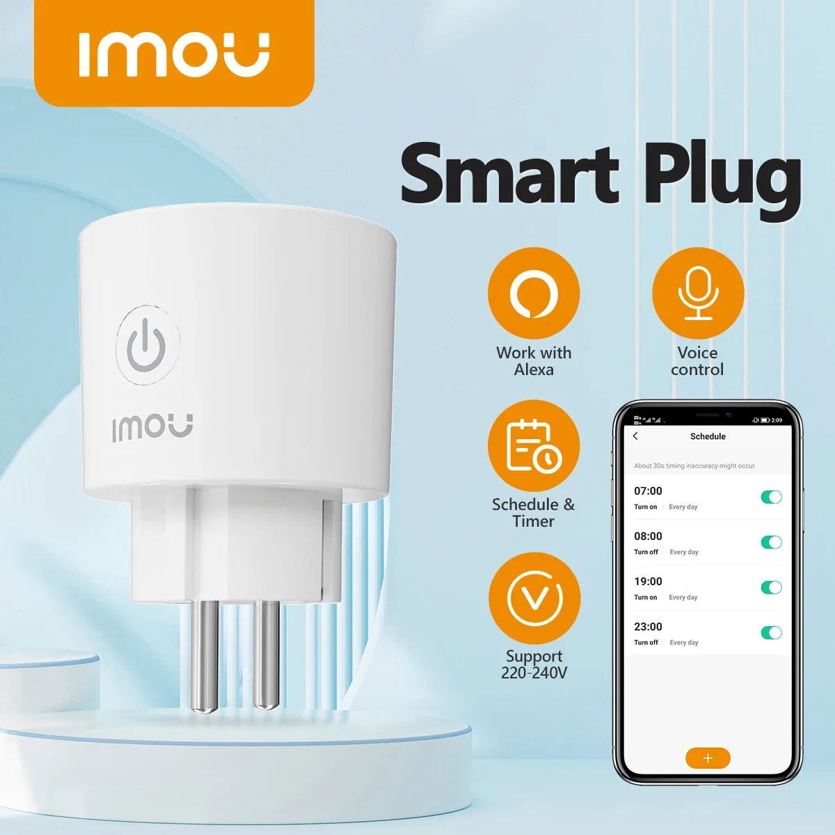 Imou conjunto de tomada inteligente ce1 tomada inteligente plugue da ue com monitoramento de energia de energia controle remoto suporte de controle de voz 220-240v