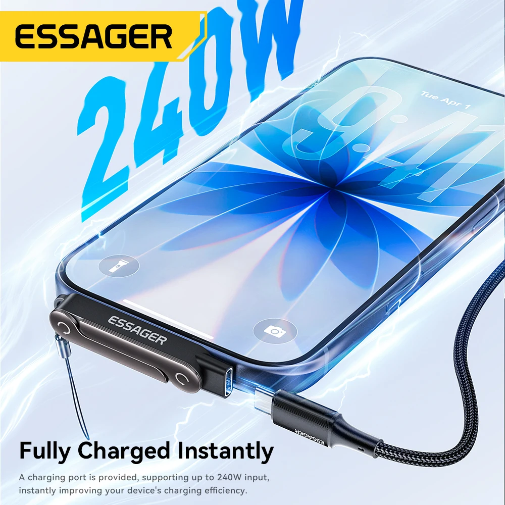 에사저 240W USB C OTG 어댑터 (스탠드 포함) 90도 타입 C 암-아이피(아이폰... - 2