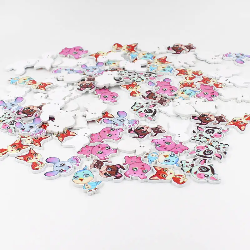 50pcs Mix Cute owl Wooden Buttons for Kids,Sewing Accessories,Garment Buttons or Home decoration  Puppy Shape Buttons