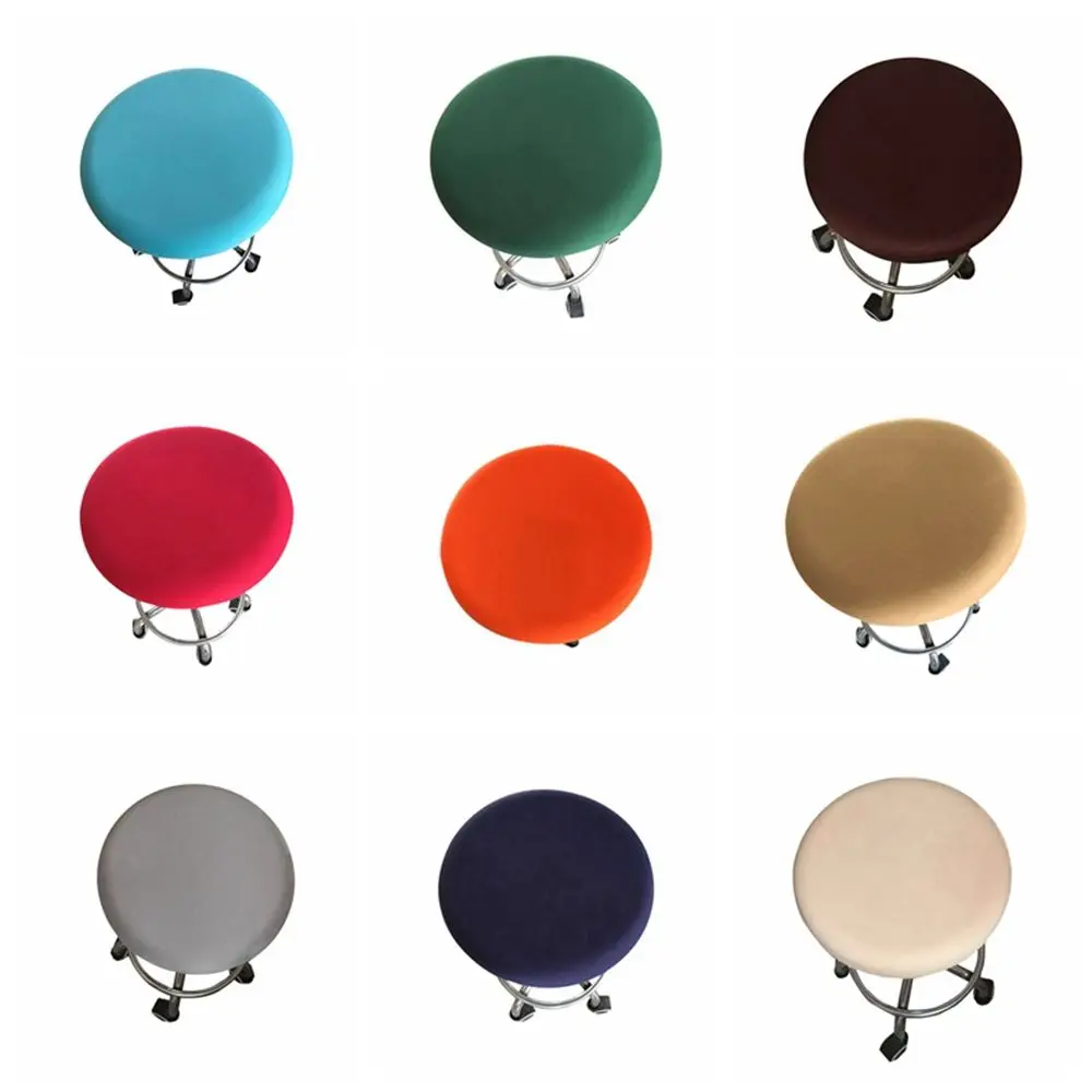 Solid Color Round Bar Stool Stretch Elastic Chair Protector Chair Slipcover Seat Cover Chair Cover Stool Cover