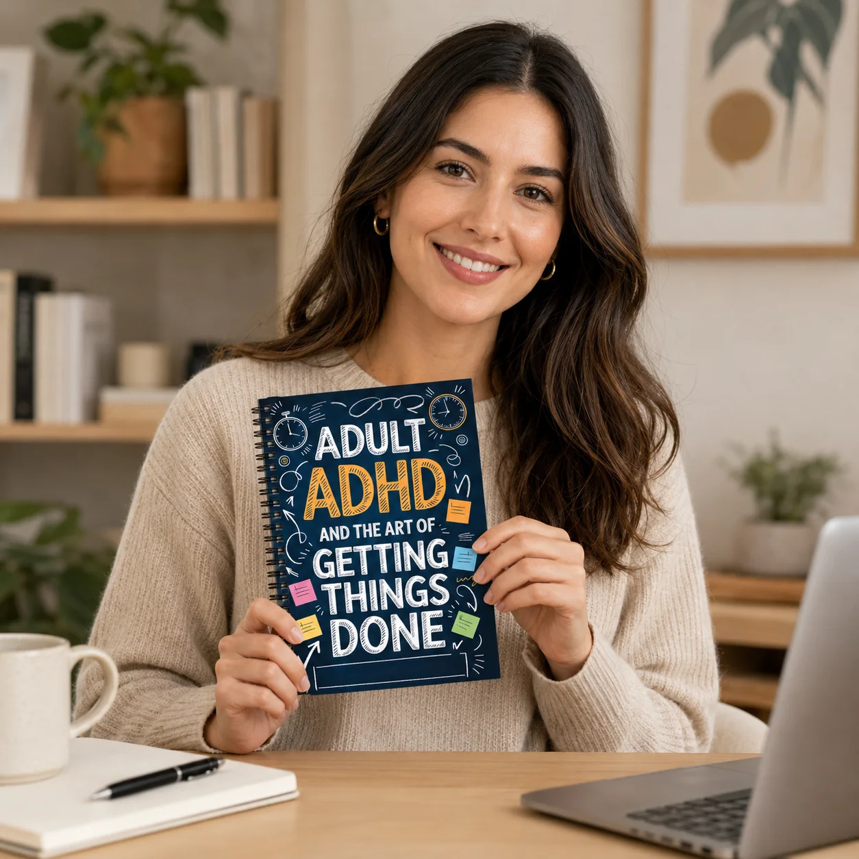 Adult ADHD Planner for Women, Spiral-Bound Focus Notebook with Daily To-Do Lists, Task Notes & Dark Blue Cover
