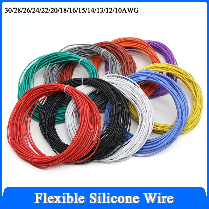 10M Ultra Soft Silicone Wire 30 28 26 24 22 20 18 16 15 14 13 12 10 AWG High Temperature Flexible Copper Heat-resistant cable