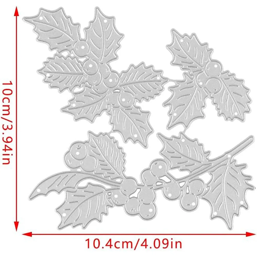 Weihnachtliche Stechpalmenblätter und Beerenzweig Metall-Stanzformen für DIY Scrapbooking Karten Prägung Bastelarbeiten – Detail 5