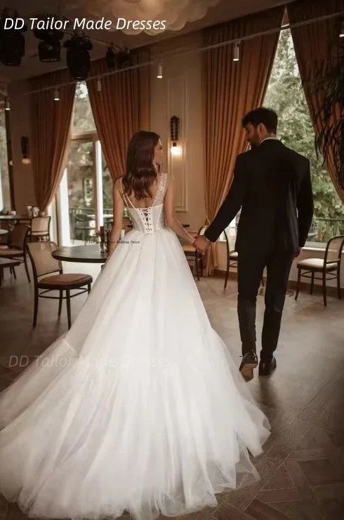 반짝이는 파란색 스팽글 긴 웨딩 드레스 사이드 슬릿 분리형 트레인 오프 숄더 럭셔리 신부 가운 맞춤형