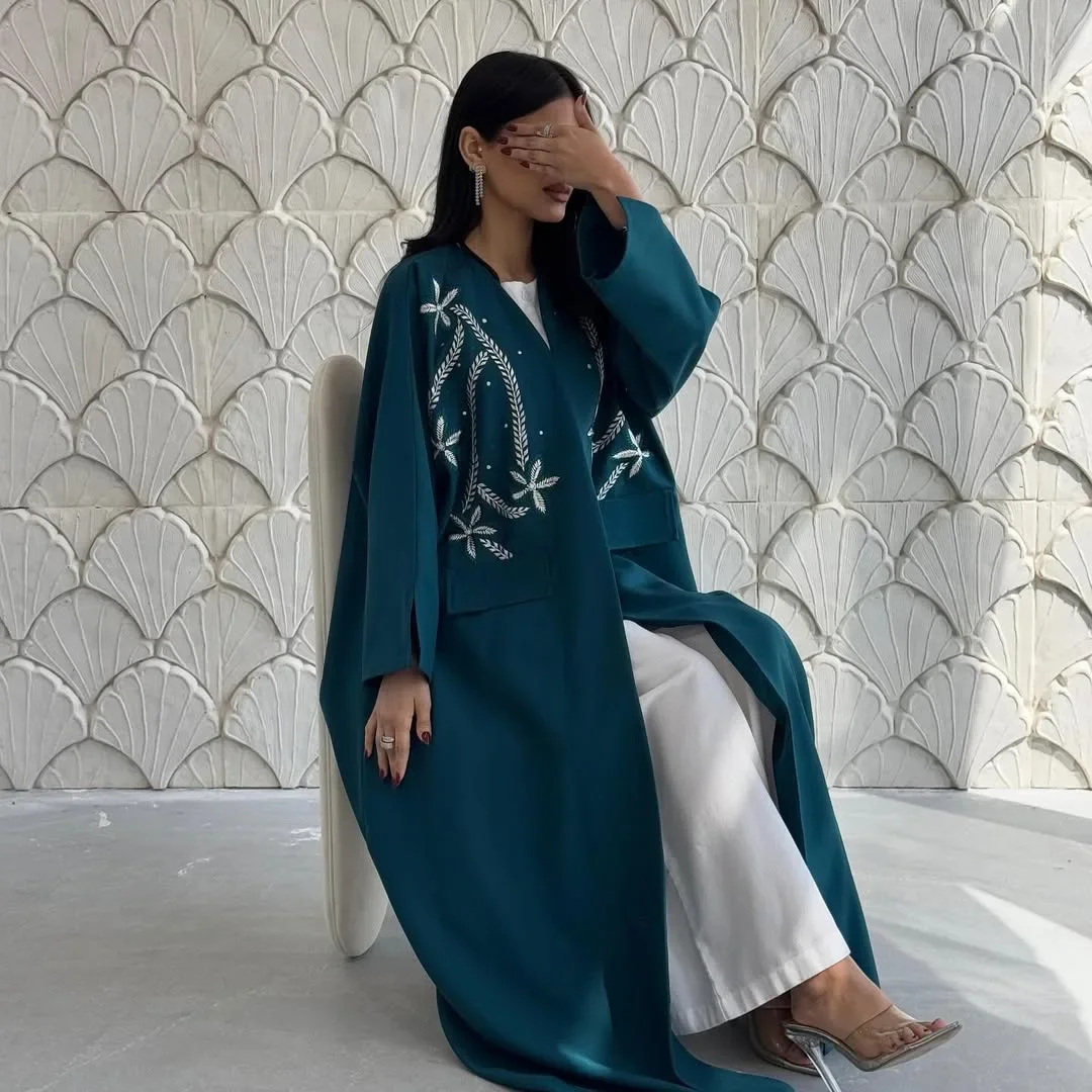 

Ramadan Dubai Open Abaya Turkey Kaftan Women Muslim Dress Embroidery Kimono Cardigan Caftan Marocain Femme Robe Kebaya Jalabiya