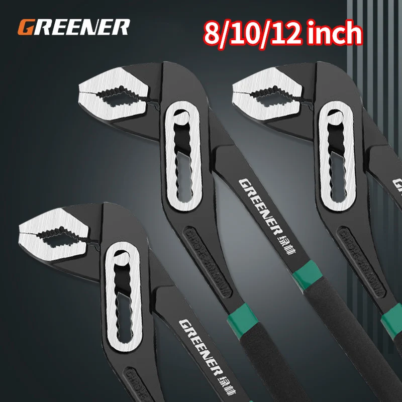 GREENER Water Pump Pliers 8-12 Inch Groove Joint Quick-Release