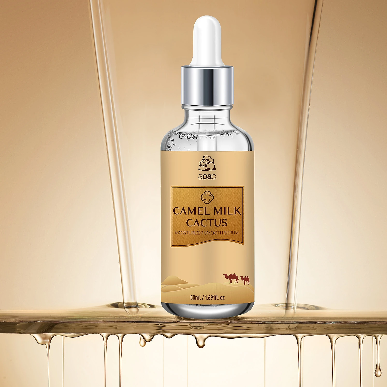 جوهر حليب الجمل مع بيرسلين وحمض الهيالورونيك والكولاجين. مصل مرطب عميق وغير دهني.