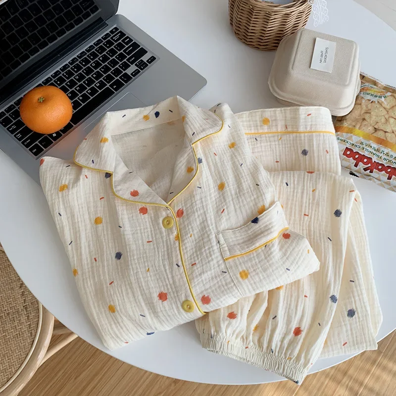 ฤดูใบไม้ผลิและฤดูใบไม้ร่วงผู้หญิงชุดนอนแขนยาวกางเกงชุดนอนหวานน่ารัก Homewear 2 ชิ้นชุดลําลองหญิง Pijamas Feminino