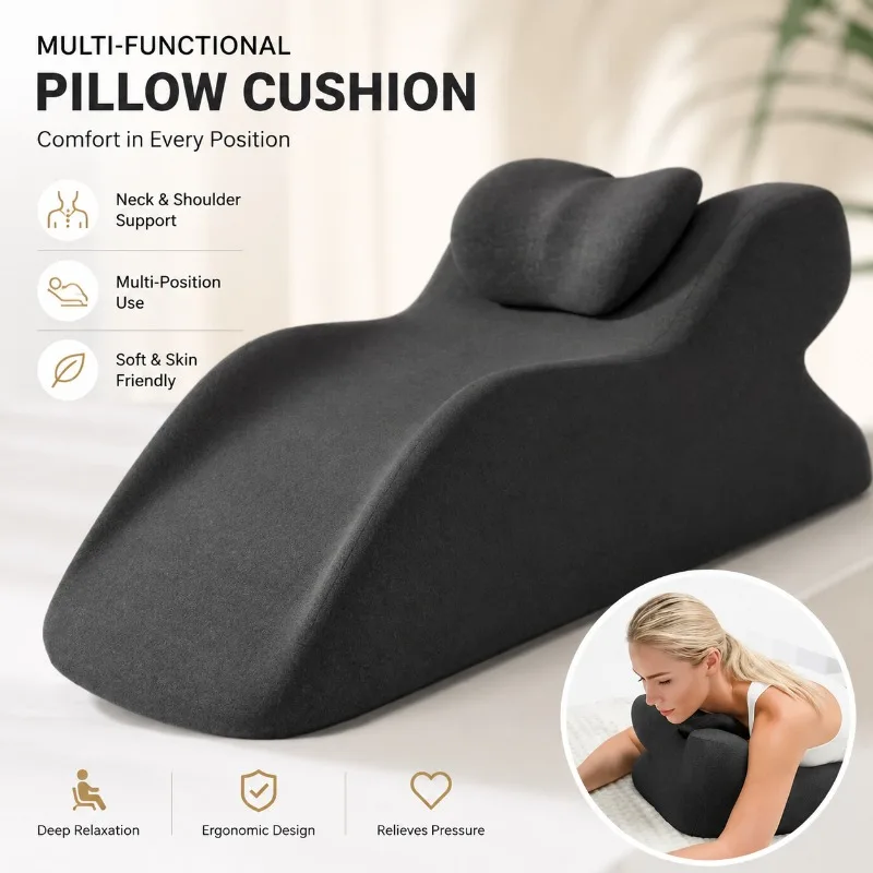 Ergonomic Bed Wedge Pillow for Acid Reflux Relief, Reading, and Prone Sleeping Support