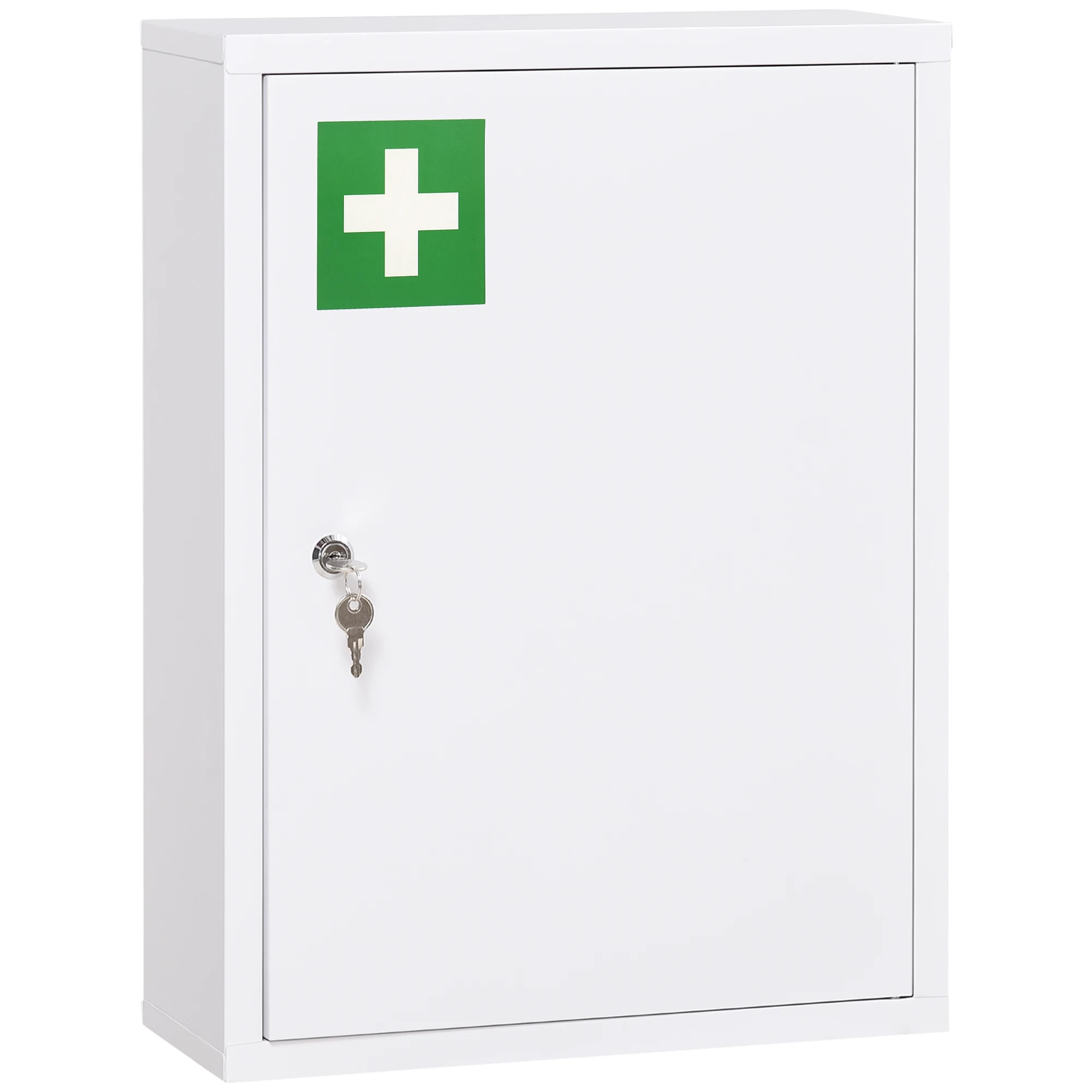 Armadietto per medicinali da parete Kleankin Armadietto per medicinali in acciaio con 3 ripiani e 2 chiavi per bagno 40X15X53,5 cm Bianco