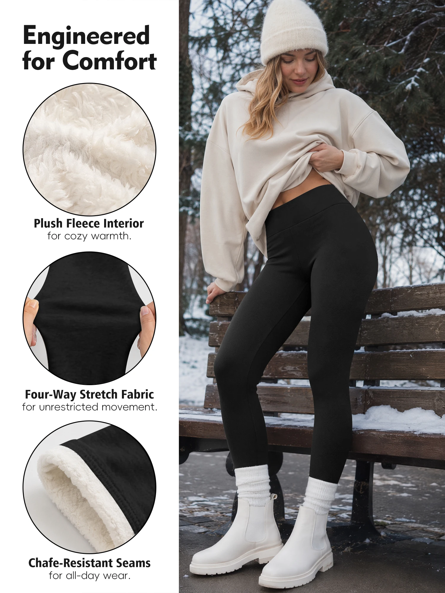 Fleece Lined Leggings for Women – Thick Winter Warm Thermal High Waisted Tummy Control Workout Yoga Pants