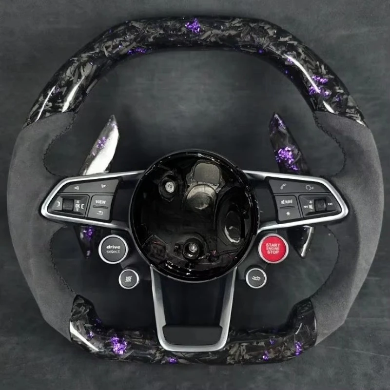 Custom Forged Carbon Steering Wheel Fits  S4 S5 S6 S7 RS3 RS4 RS5 RS6 RS7 Plug and Play D-Shape Wheel Upgrade