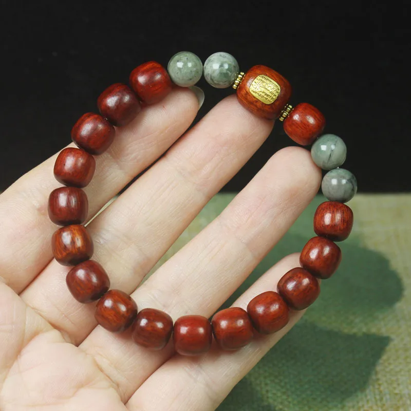 Zambian Rosewood Blood Sandalwood Old Style Bead Bracelet Buddhist Prayer Beads Five Sutra Style Minimalist Wrist Mala Gifts