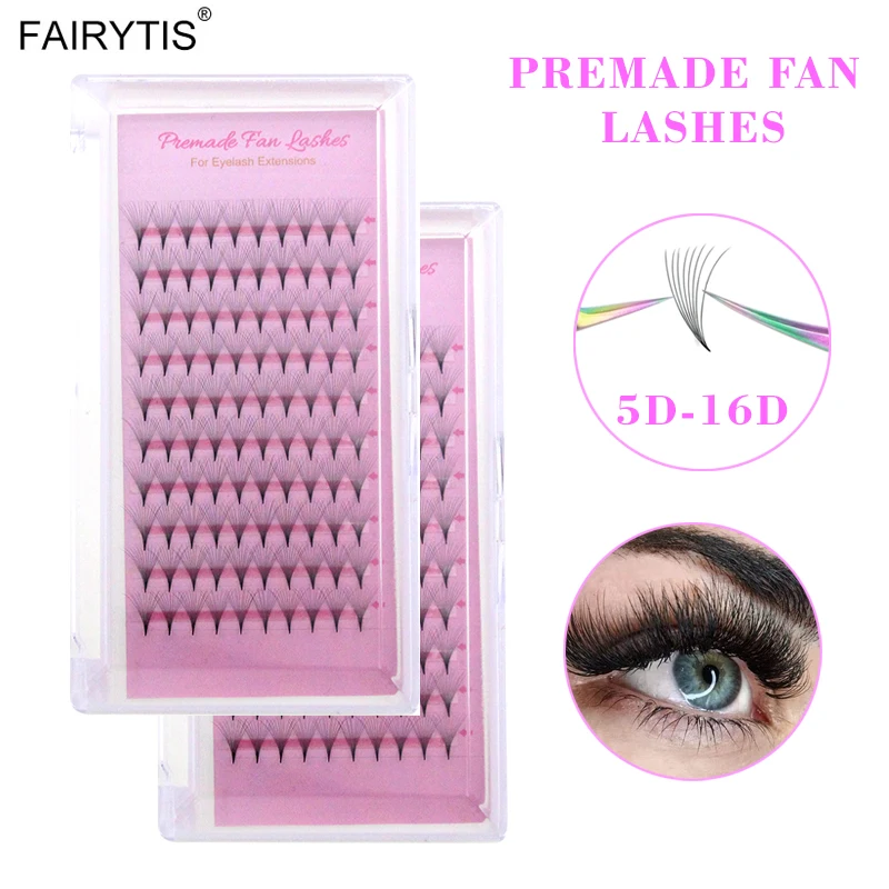 FAIRYTIS Premade Volume Fans 5D/6D/8D/10D/12D/14D Eyelash Extensions Ready Made Pointy Natural Soft Faux Mink Individual Lashes