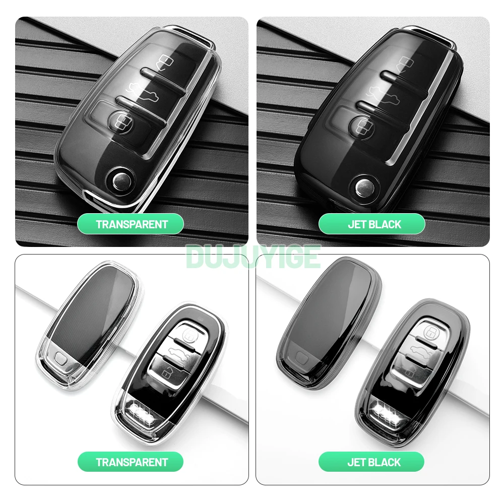 Clear TPU Car Key Case For Audi Q3 8U 2011-2018 Key Fob Cover Protector Shell Auto Accessories 2012 2013 2014 2015 2016 2017