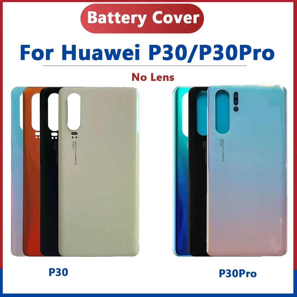 

For Huawei P30 ELE-L09 L29 Back Cover Glass Repair Parts For Huawei P30 Pro VOG-L29 L04 New Battery Housing Door No Lens