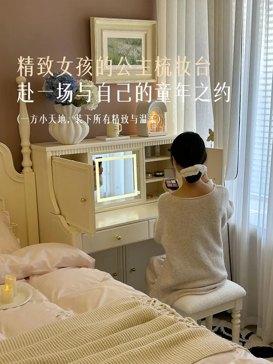 YFY furniture master bedroom bedside French dresser small apartment bedroom solid wood white piano makeup table