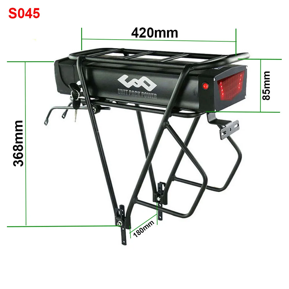 48V 52V 36V Rear Rack eBike Battery 20Ah 15Ah 13Ah for 24\